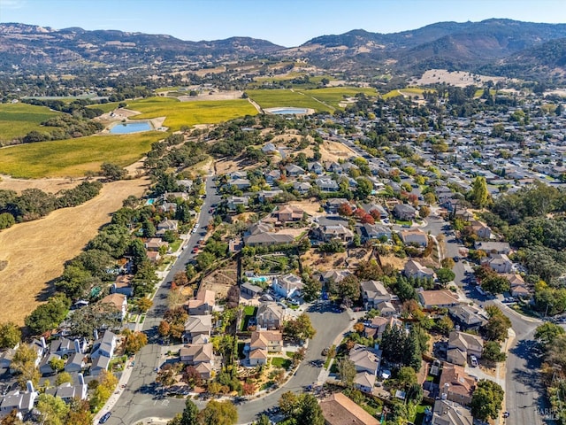 aerial view with a water and mountain view