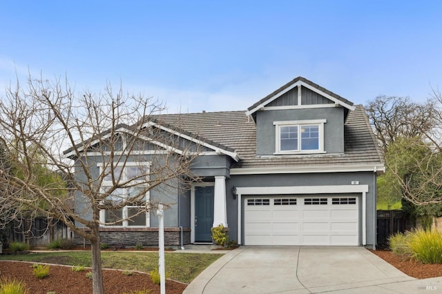 craftsman inspired home featuring a garage