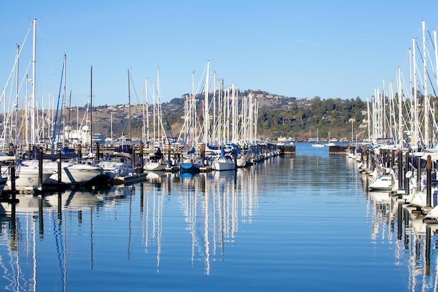 view of dock featuring a water view