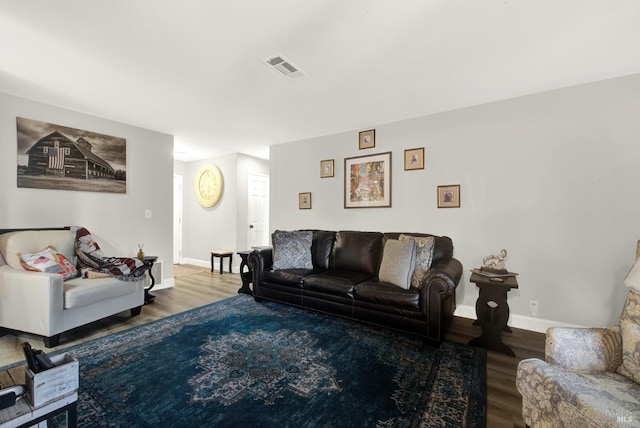 living room with wood-type flooring