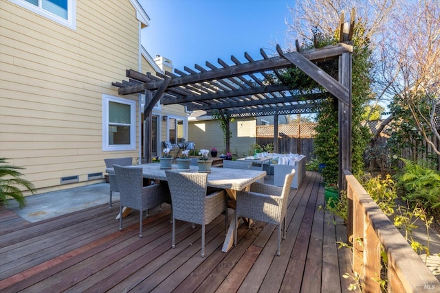 deck featuring a pergola