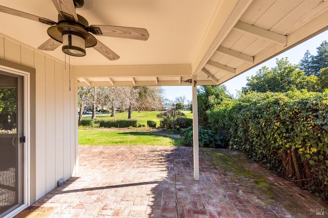 view of patio with ceiling fan