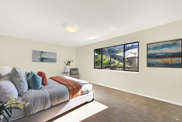 bedroom with baseboards and carpet flooring