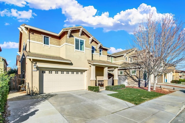 view of front of property with a garage