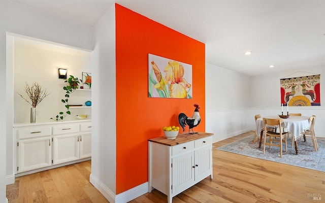 interior space with light hardwood / wood-style floors