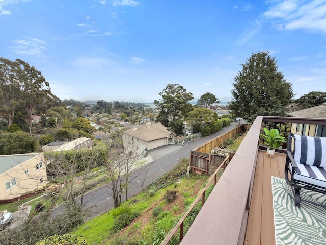 view of wooden balcony with a deck