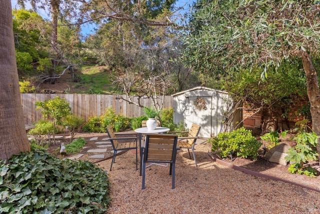 view of yard with a shed