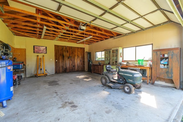 garage with a garage door opener