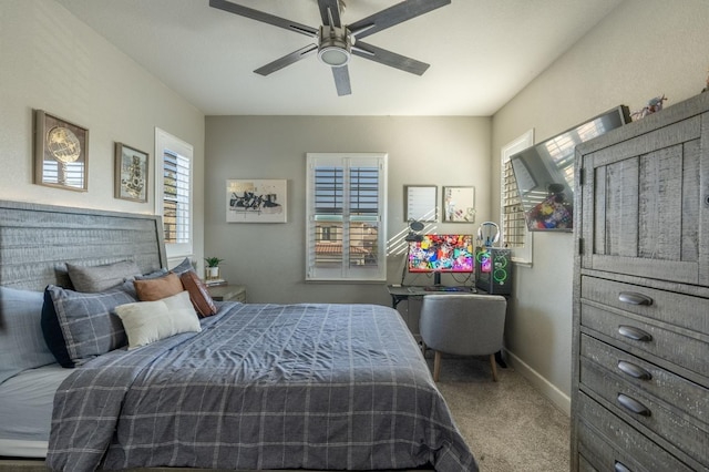 bedroom with carpet and ceiling fan