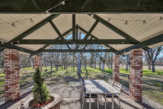 view of patio featuring a gazebo