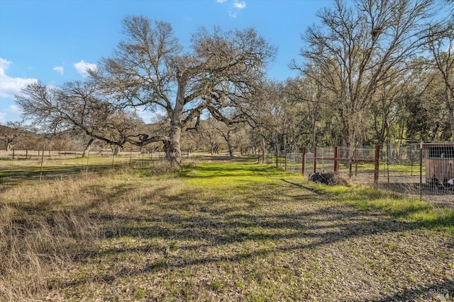 view of yard with a rural view