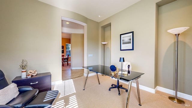 office space featuring light tile patterned floors