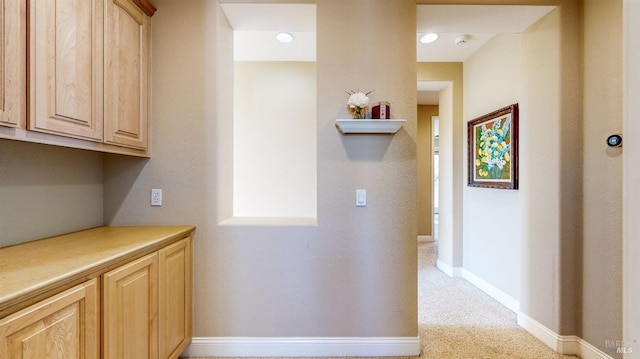 hallway with light carpet