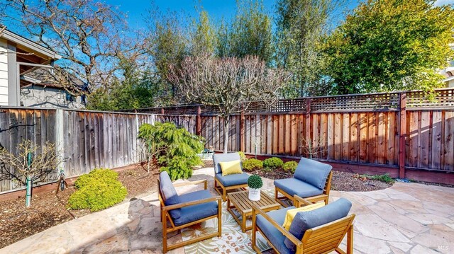 view of patio with an outdoor living space