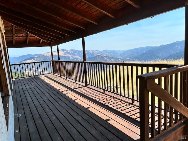 deck with a mountain view