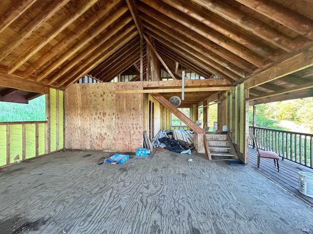 view of unfinished attic