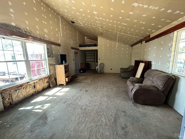 interior space featuring vaulted ceiling and a wealth of natural light