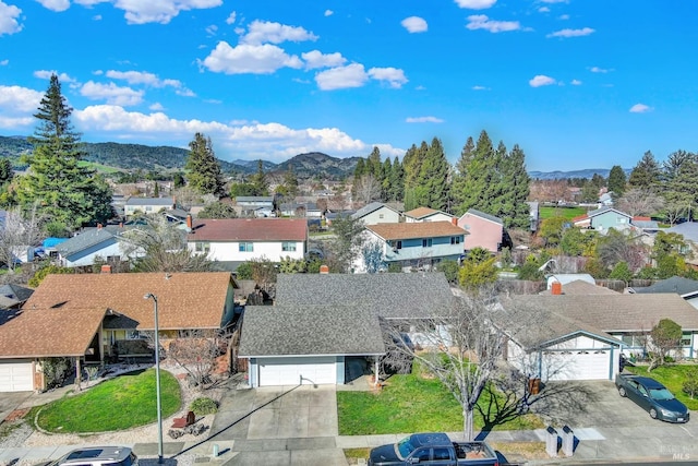 aerial view featuring a mountain view