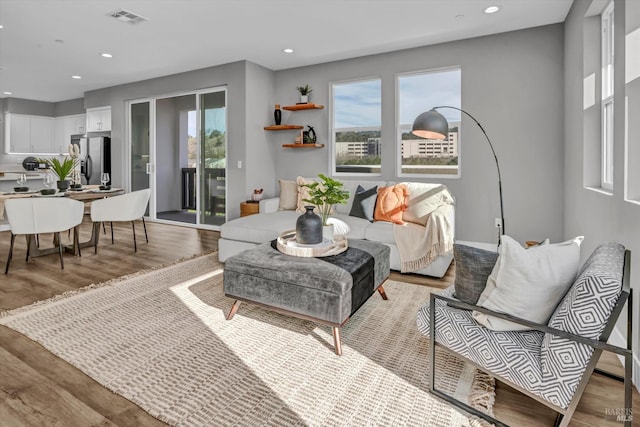 living room featuring light hardwood / wood-style flooring