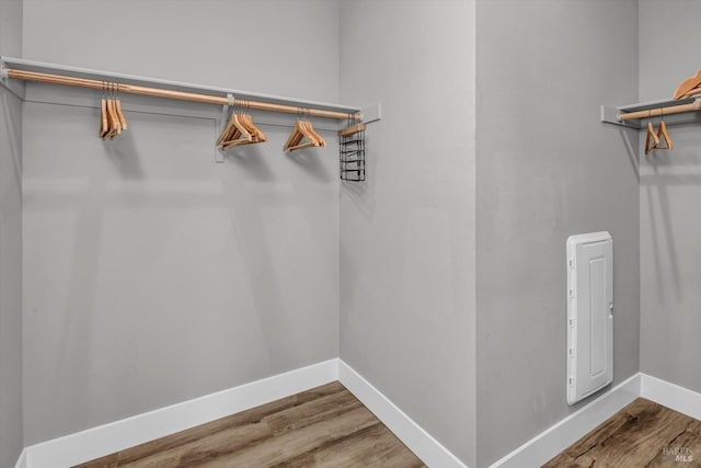 walk in closet featuring wood-type flooring