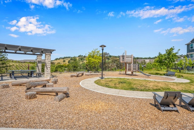 view of community with a playground