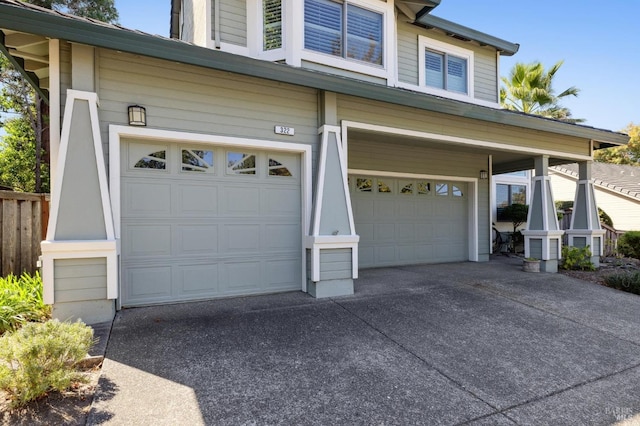 exterior space featuring a garage