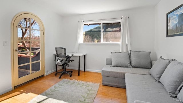 office space featuring light hardwood / wood-style flooring