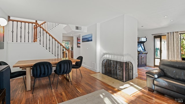 living room with wood-type flooring