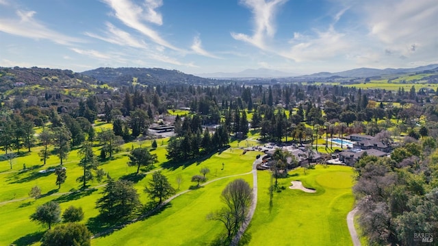 birds eye view of property featuring a mountain view