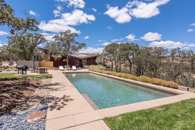 pool with a patio