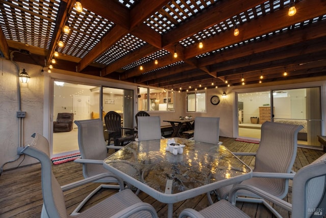 view of patio featuring a deck and a pergola