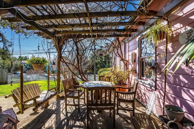 deck featuring a pergola