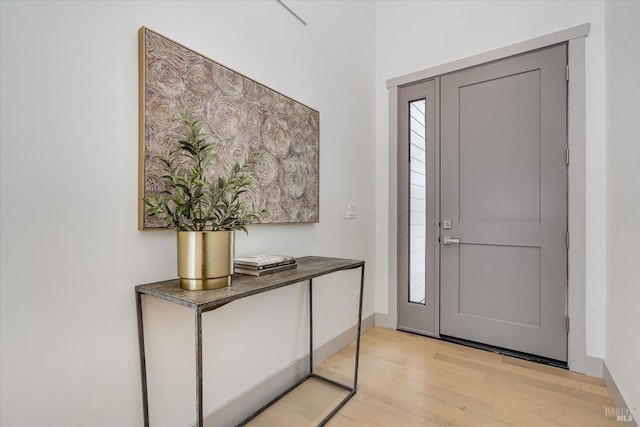 entrance foyer with light wood-type flooring