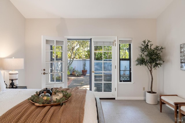 doorway featuring carpet floors