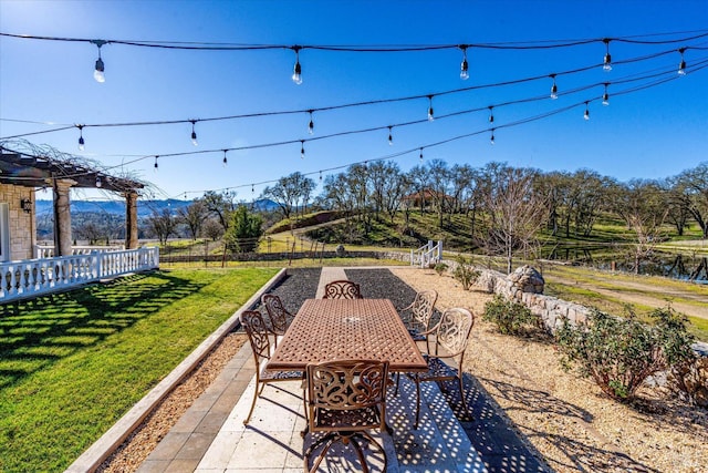 view of patio featuring a mountain view