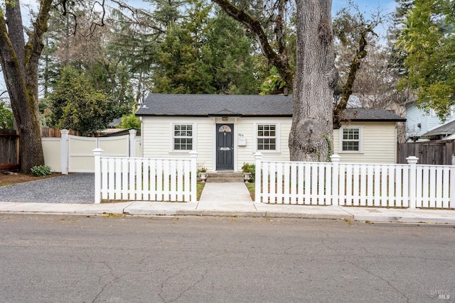 view of front facade featuring a fenced front yard