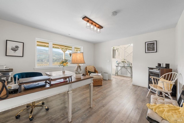 office space featuring wood finished floors