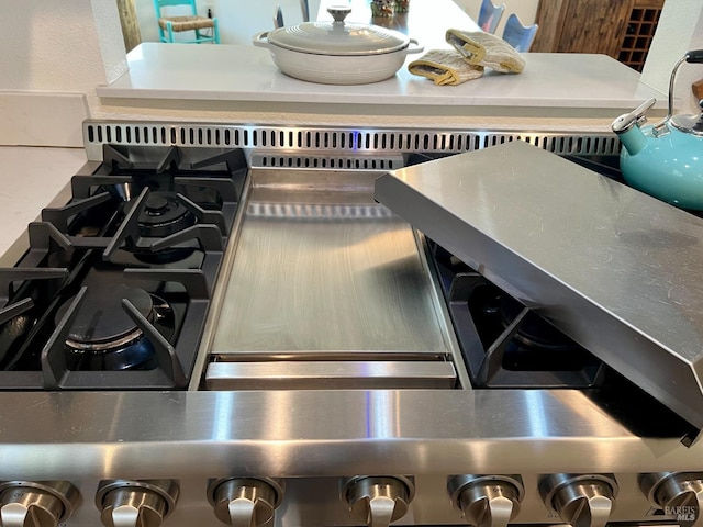 interior details featuring stainless steel gas range oven