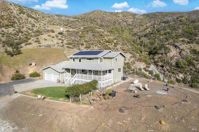 drone / aerial view with a mountain view