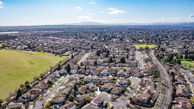 aerial view with a residential view and a mountain view