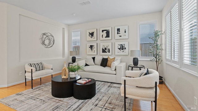 living room with hardwood / wood-style flooring