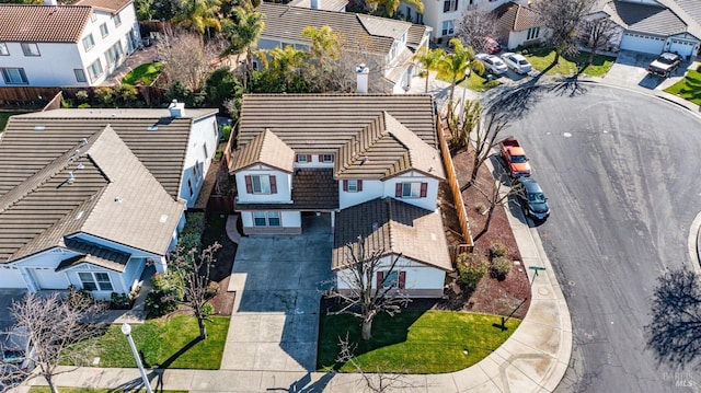 aerial view with a residential view