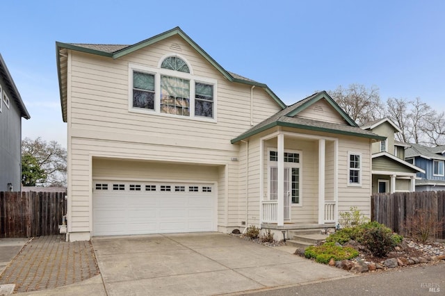 view of front facade featuring a garage