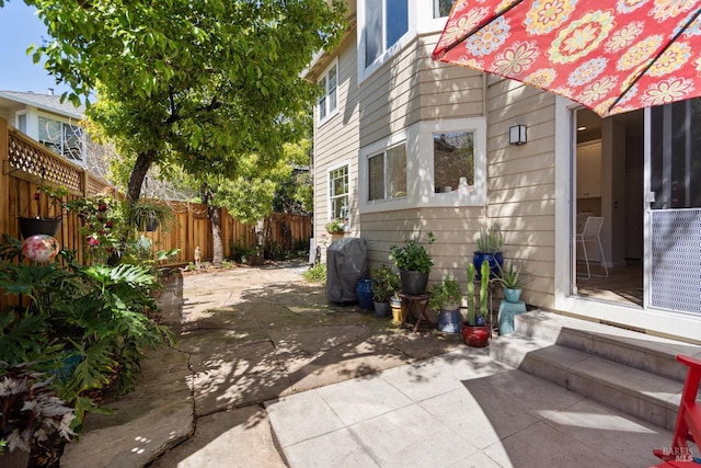 view of patio with a grill