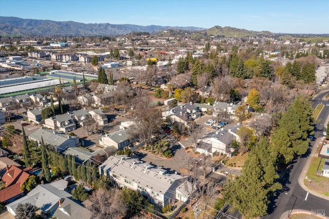 bird's eye view with a mountain view