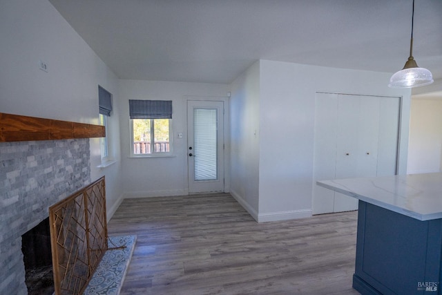 foyer with light hardwood / wood-style flooring