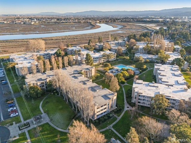 drone / aerial view with a mountain view