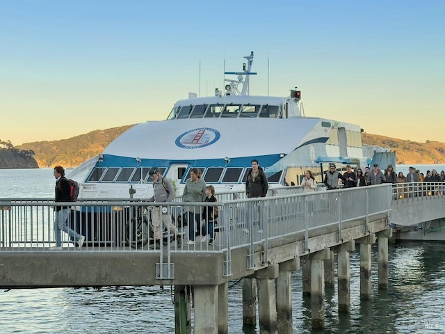 dock area featuring a water view