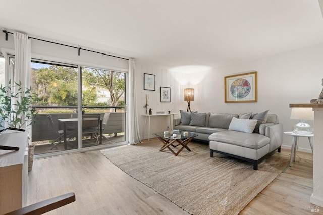 living room featuring light hardwood / wood-style flooring