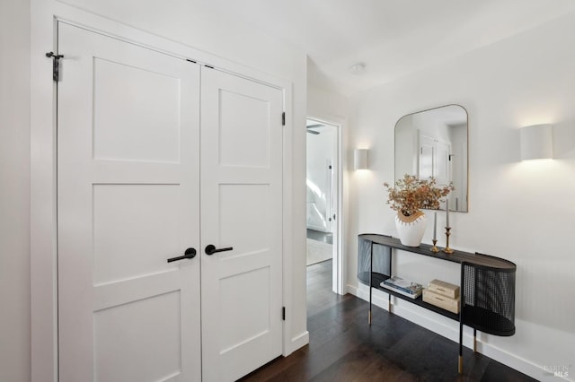 hall featuring dark hardwood / wood-style flooring